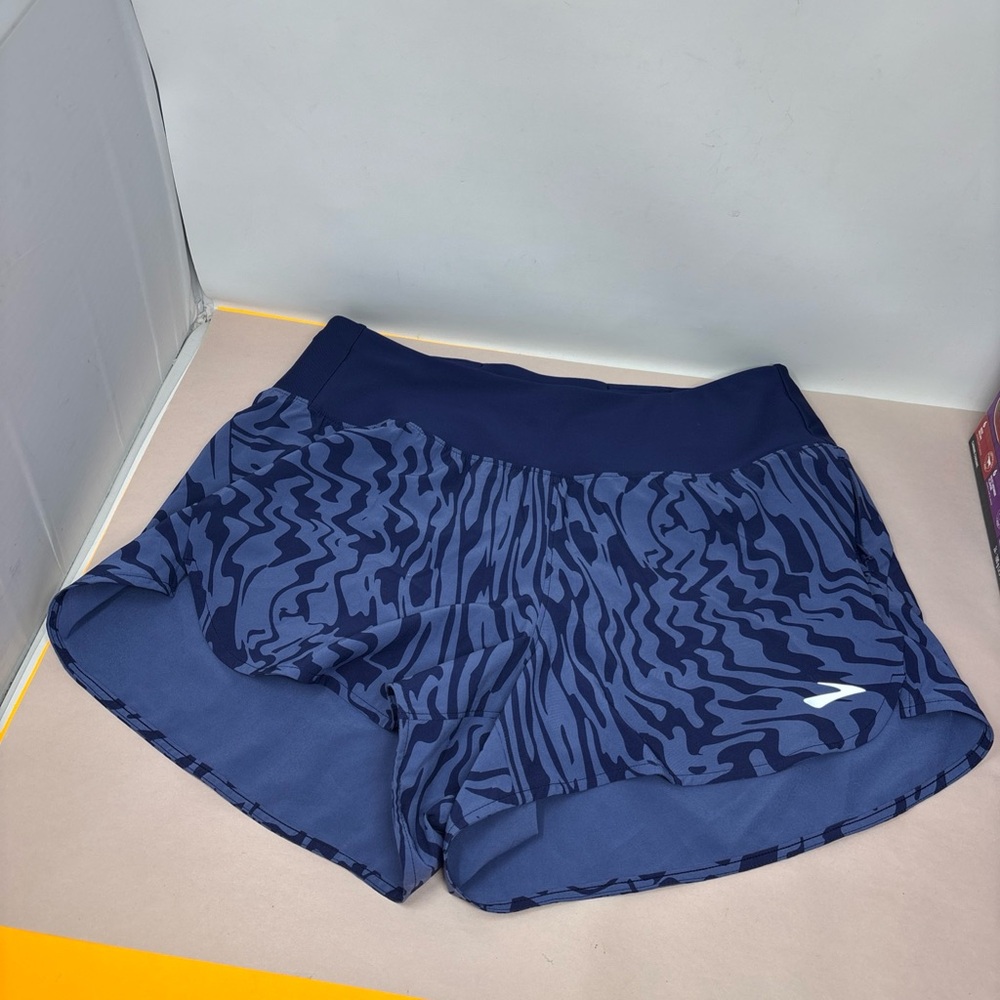 Medium Brooks Sample Women's Blue Patterned Short… - image 1